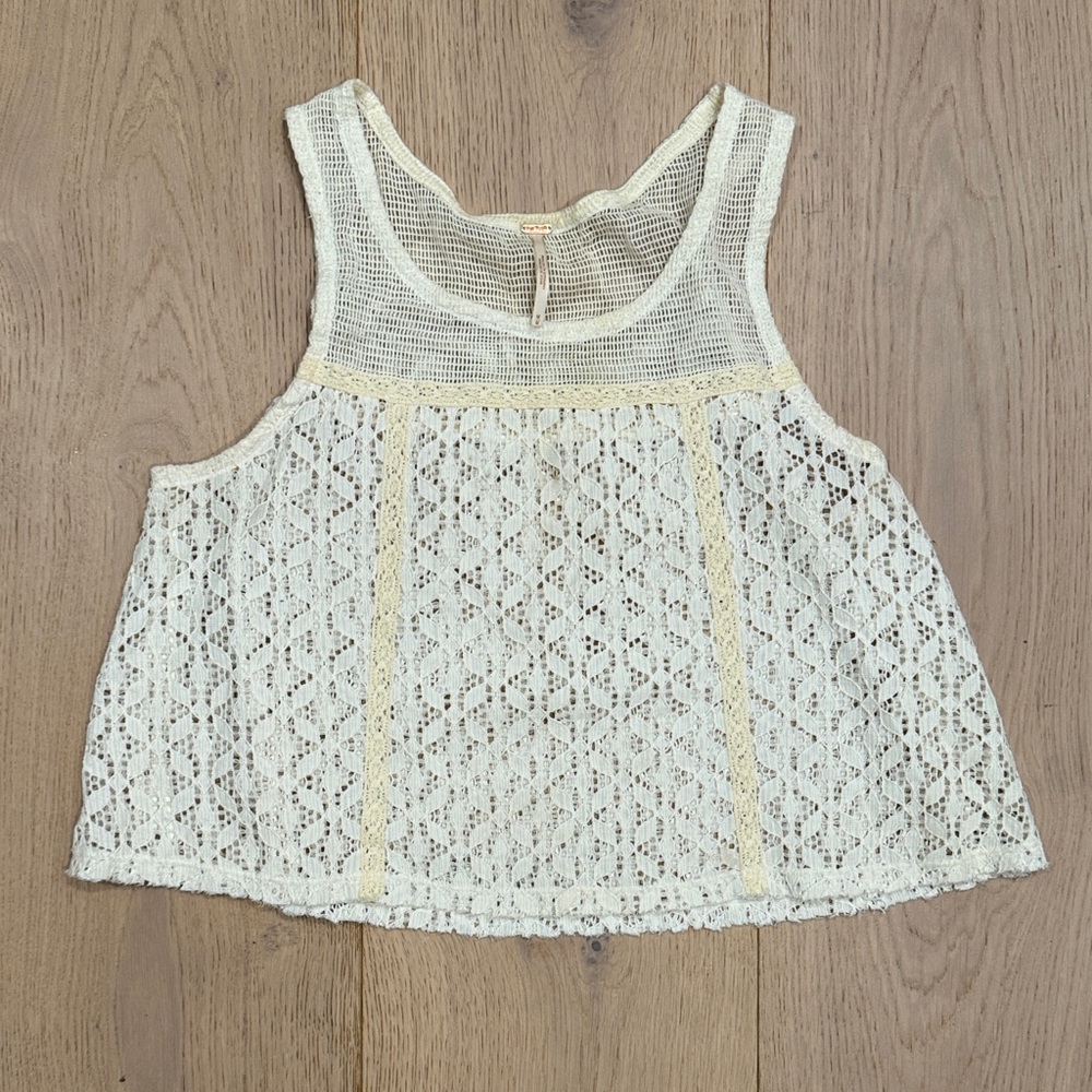 Free People Cream Lace Sleeveless Top